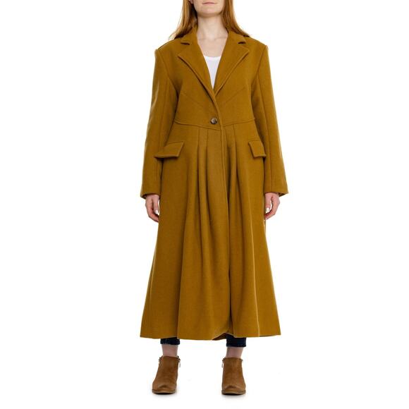Free People Women's Tan Wool Victoria Long Coat Size XL NEW - Picture 2 of 5
